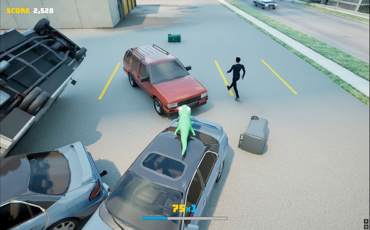Lizard Simulator: NPC panic in the parking lot